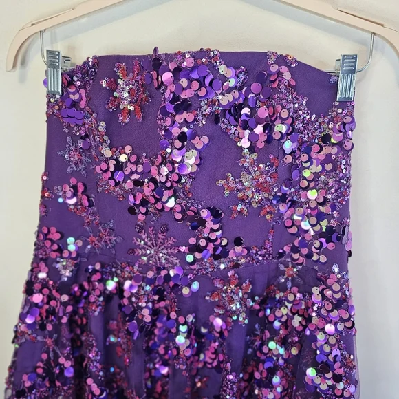 NWT Helsi Anita Strapless Sequin Fit & Flare Violet Dress XL 12-14 - Picture 4 of 13
